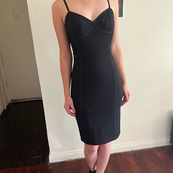 T by Alexander Wang Black Bodycon Corset Mini Dress 90s Style 2/XS EUC - Picture 4 of 9